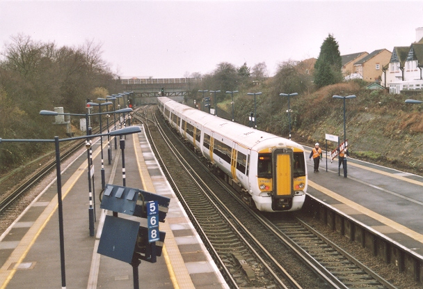 London-bound No. 375803 leaves Swanley