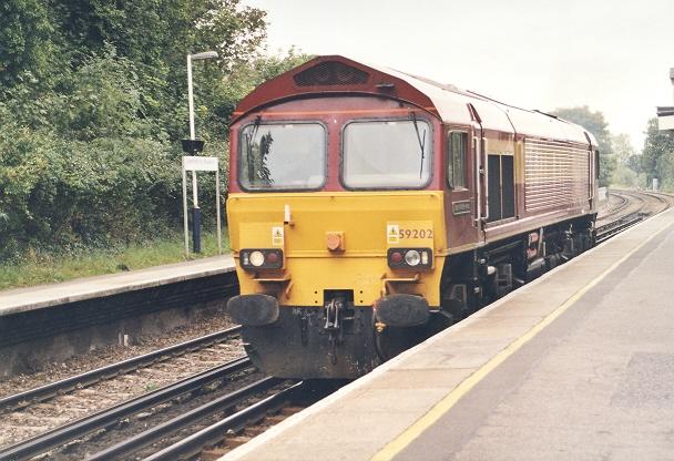 No. 59202 trundling light engine through Greenhithe