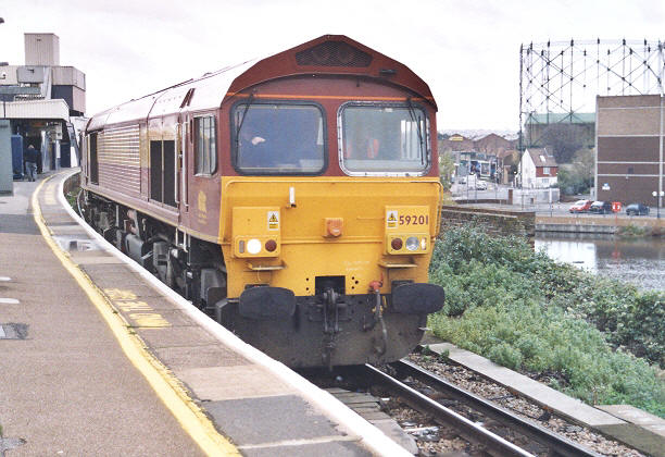 No. 59201 trundles light engine through Dartford